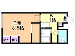 レオパレスカーミーエルム 1Kの間取図画像