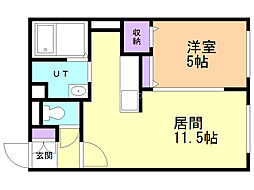 モルティーニ麻生2 1LDKの間取図画像