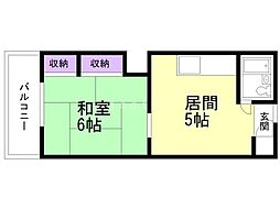 プラザハイツ24 1DKの間取図画像