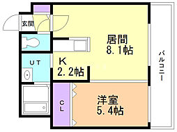 セブンスコートN14 1LDKの間取図画像