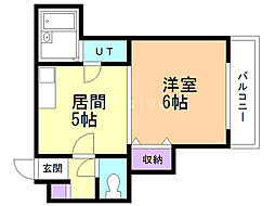 N216 1DKの間取図画像
