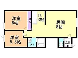 ペンギンハウス 2LDKの間取図画像