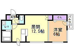モルティーニ麻生 1LDKの間取図画像
