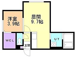 レジデンス北23条 1LDKの間取図画像
