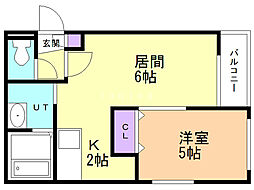 メゾンクー・ドゥ・クール4 1LDKの間取図画像