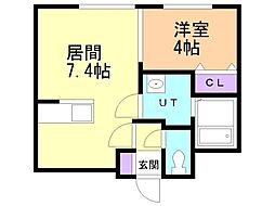 GRNDE札幌北大前 1DKの間取図画像