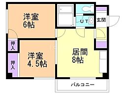 アステリア 2LDKの間取図画像
