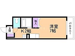 メゾン・ド・ムートン 1Kの間取図画像