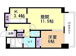 D'グラフォート札幌ステーションタワー 1LDKの間取図画像