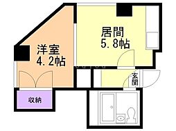 メゾンサッポロN26W5 1DKの間取図画像