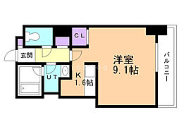 ビッグパレス北14条 1Kの間取図画像
