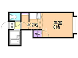 レオパレス北34条第14 1Kの間取図画像
