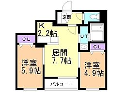 インフィニティN22E1 2LDKの間取図画像