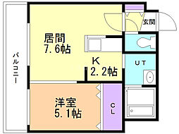セブンスコートN14 1LDKの間取図画像