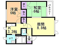 リッチ・ビラ 2LDKの間取図画像