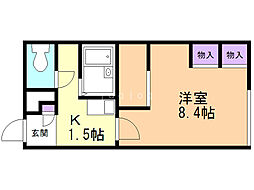 レオパレス白樺 1Kの間取図画像