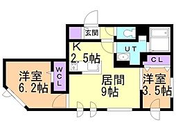 仮)アルファスクエア北25西5 2LDKの間取図画像
