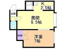 ニューリバー22 1LDKの間取図画像