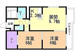 ノーブル66 2LDKの間取図画像