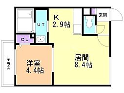 Patio北21 1LDKの間取図画像