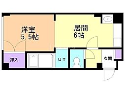セサミハウスアザブ 1DKの間取図画像