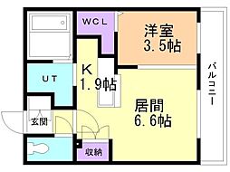 札幌市北区北二十八条西4丁目マンション 1LDKの間取図画像
