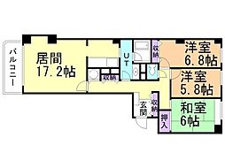 北斗シティA棟 3LDKの間取図画像