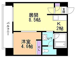 第66木村ビルSOUTHERNUNISON北大 1LDKの間取図画像