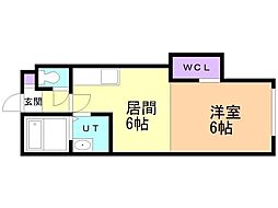 ブルーベル麻生 1DKの間取図画像