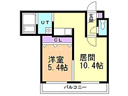 RJASABU 1LDKの間取図画像
