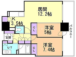 プレミスト札幌ターミナルタワー 2LDKの間取図画像