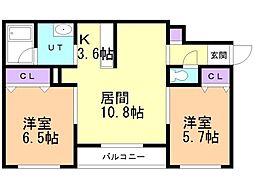 プレステージ・33 2LDKの間取図画像