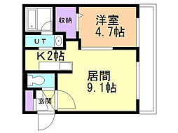 BLANCO麻生 1LDKの間取図画像