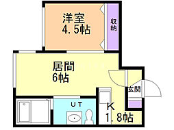 グランディール北大前 1DKの間取図画像