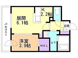 ALPHASQUARE北12西3 1LDKの間取図画像