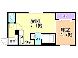 シュエットN17W2 1LDKの間取図画像