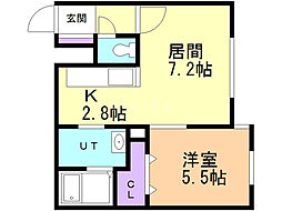グランディアアサブ 1LDKの間取図画像