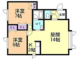 ピュア25 2LDKの間取図画像
