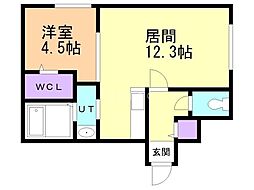 仮)北27西8MS 1LDKの間取図画像