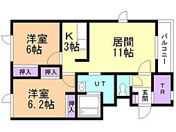 パパ・ノエール 2LDKの間取図画像