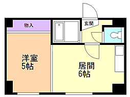 藤井ビル北14条 1DKの間取図画像