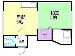 サンパレス麻生A 1DKの間取図画像