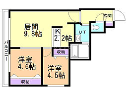 NORDESTA 2LDKの間取図画像