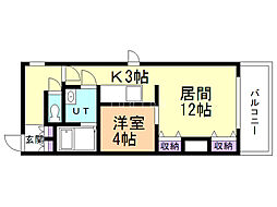 ブラスハート麻生 1LDKの間取図画像