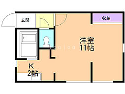エスペラント 1Kの間取図画像