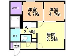 RandwickAsabu 2LDKの間取図画像