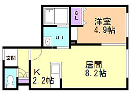サンルーチェ北大 1LDKの間取図画像