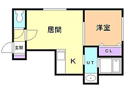 ヴィバーチェ麻生 1LDKの間取図画像