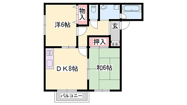 ハイツ宝林 A棟 ｜兵庫県姫路市井ノ口(賃貸アパート2DK・1階・49.01㎡)の写真 その2