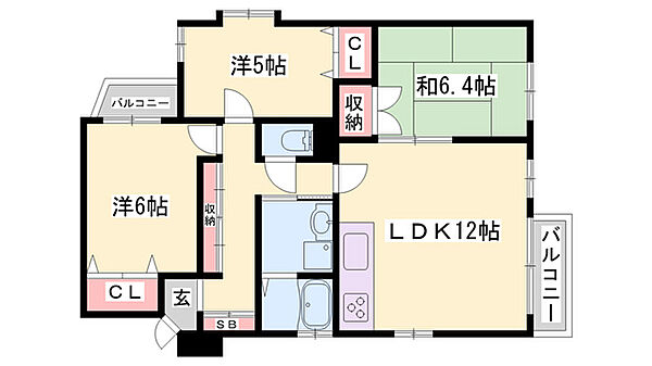 恵美酒Ｇマンション ｜兵庫県姫路市飾磨区恵美酒(賃貸マンション3LDK・2階・66.57㎡)の写真 その2